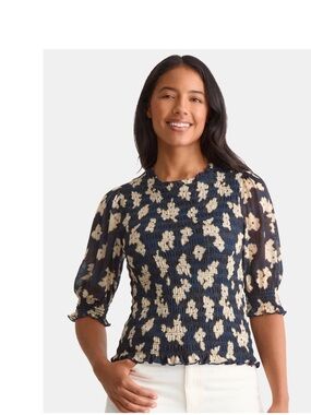 Time and Tru Women's Smocked Mesh Top.